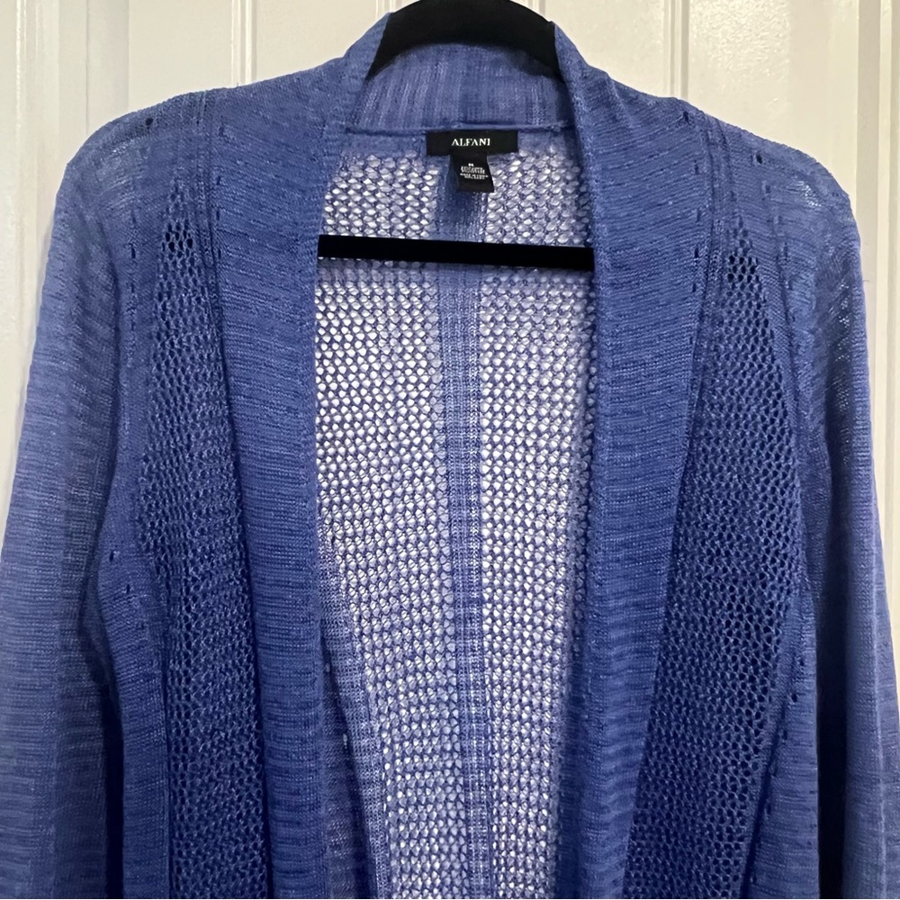 Alfani Women's Blue Open-Front Mixed Stitch Sweater. Size‎ Medium. - Picture 5 of 13